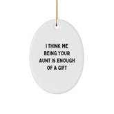 Gifts from Family Members for Aunt Funny Oval Ornament, Christmas Unique Gifts for Aunts, Oval Shaped MDF Board - Image 1
